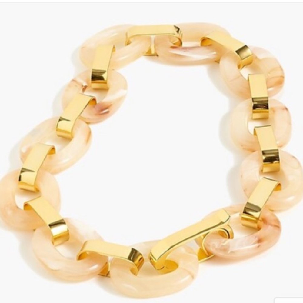 J.Crew Women's Lucite Tortoise Chain Link Necklace - EUC